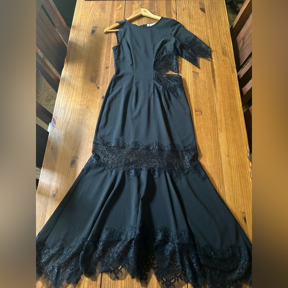 Anthropologie Hutch Asymmetrical Romantic Goth Lace Mix Slip Dress - Picture 10 of 15